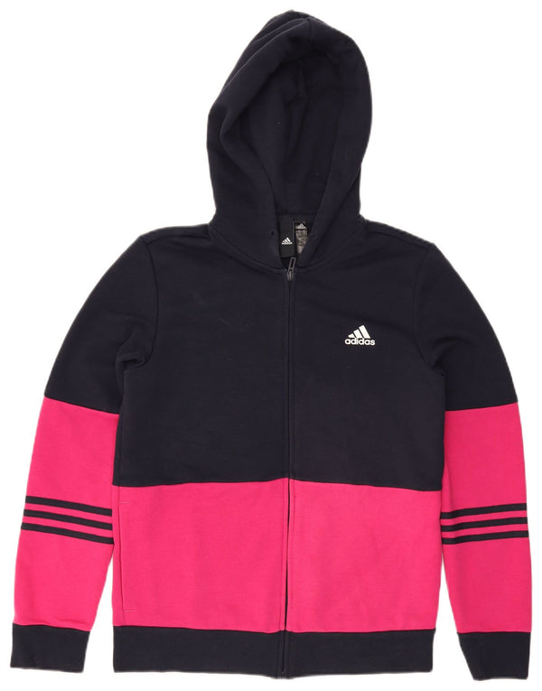 Adidas Sudadera con capucha y cremallera para mujer Reino Unido 12/14 Medium Azul marino Colorblock