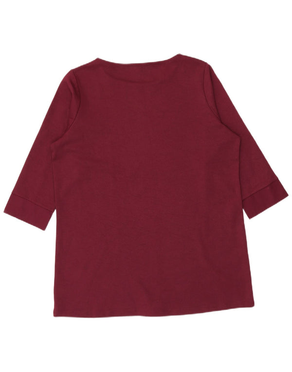 Marks & Spencer Top para mujer manga 3/4 UK 46 Grande Algodón burdeos