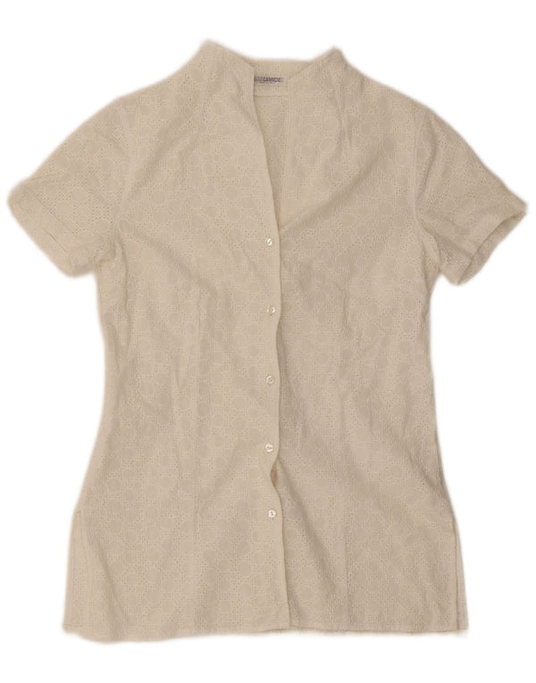 Naracamicie Blusa de manga corta para mujer US 0 XS Algodón geométrico blanco