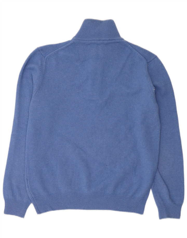 Marlboro Classics Jersey para hombre con cuello y cremallera de lana azul medio