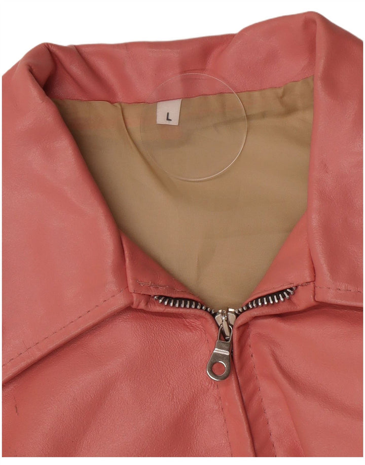Vintage mujer chaqueta de cuero Reino Unido 14 rosa grande
