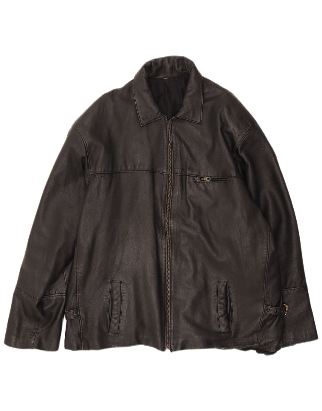 Vintage chaqueta de cuero para hombre Reino Unido 44 2XL negro