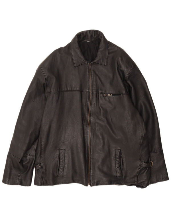 Vintage chaqueta de cuero para hombre Reino Unido 44 2XL negro