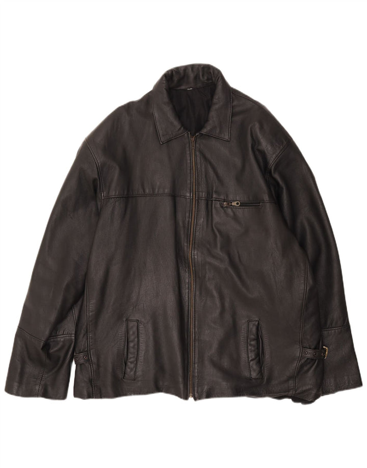 Vintage chaqueta de cuero para hombre Reino Unido 44 2XL negro