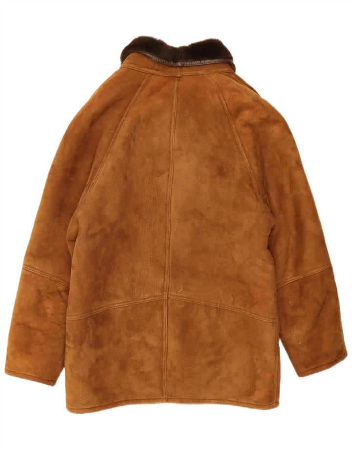 Chaqueta de piel de oveja vintage para hombre IT 48 Marrón medio