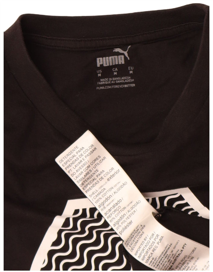 Puma Camiseta gráfica para hombre Top Medium Black Cotton
