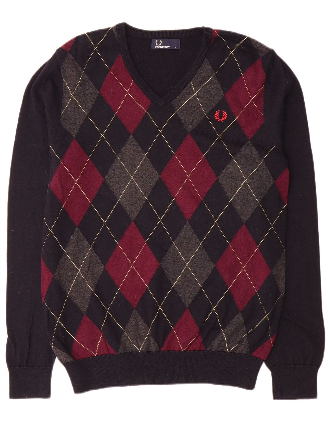 Fred Perry Jersey Con Cuello En V Para Hombre Azul Marino Medio Argyle/Diamante