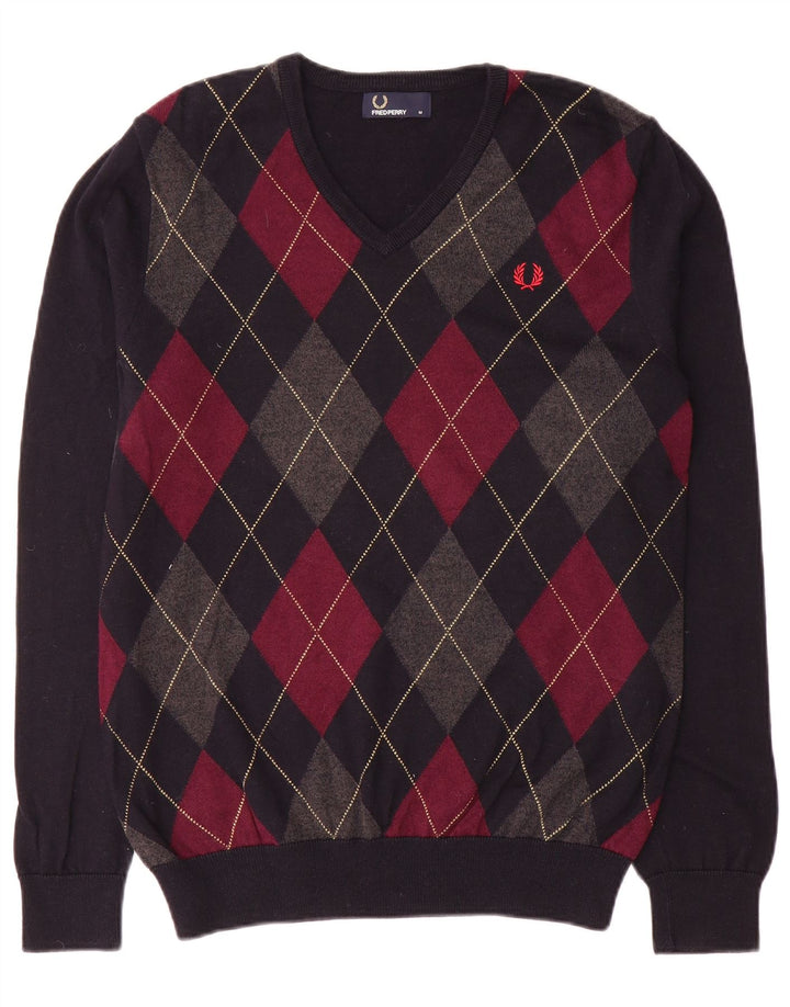 Fred Perry Jersey Con Cuello En V Para Hombre Azul Marino Medio Argyle/Diamante