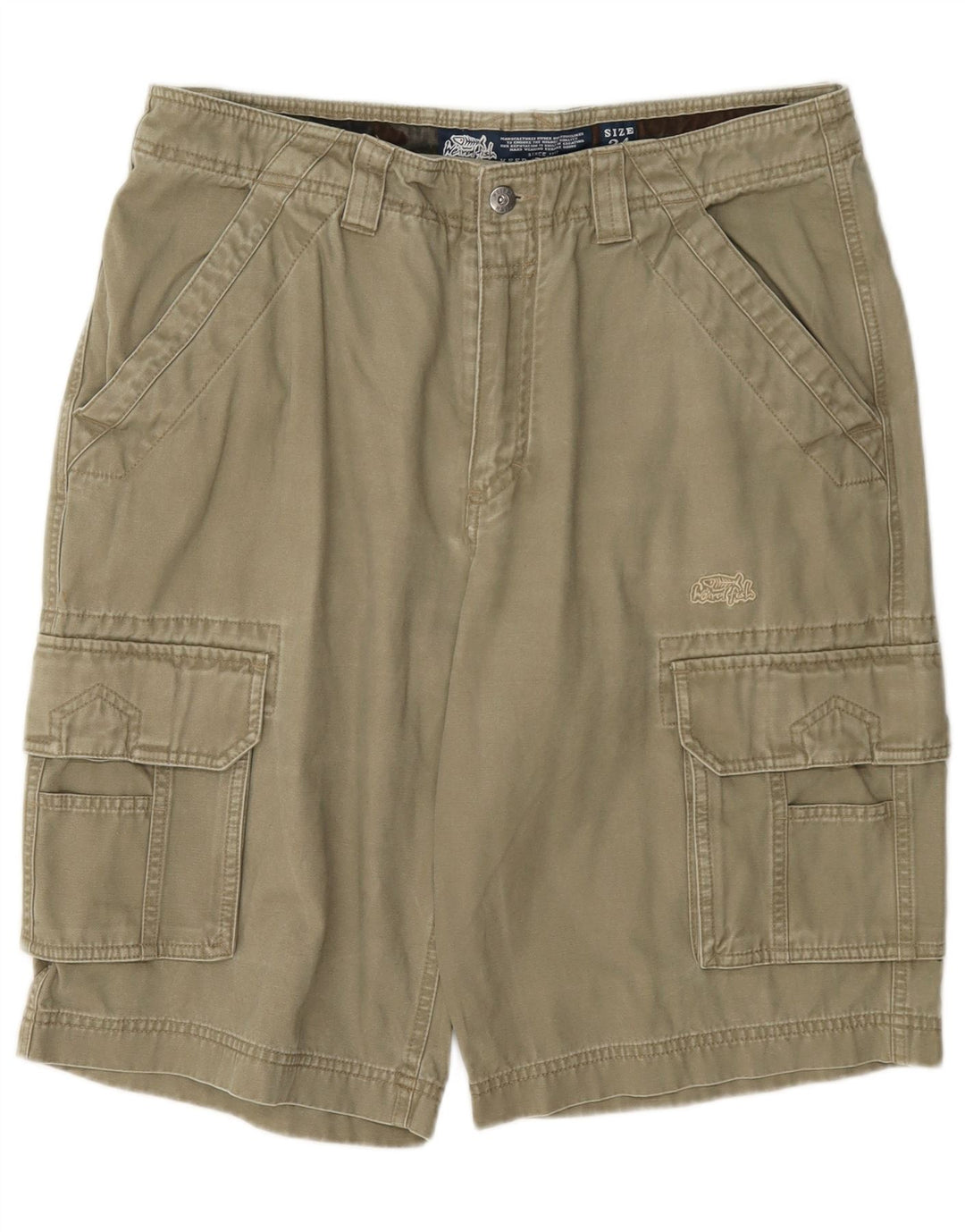 Weird Fish Pantalones cortos cargo para hombre W34 Algodón caqui grande