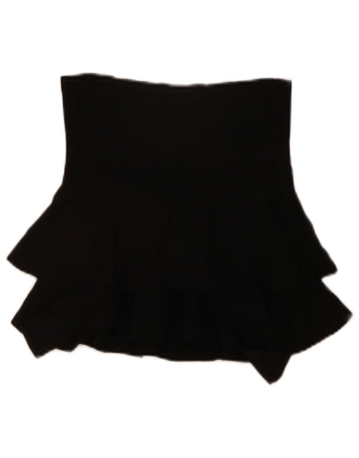 ZARA Mujer Mini Falda Escalonada Pequeña W28 Viscosa Negra