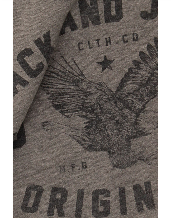 Jack & Jones Hombre Sudadera Gráfica Jumper Small Gris Algodón