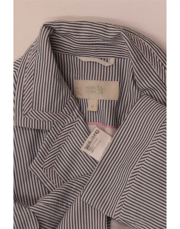 Marks & Spencer Chaqueta tipo blazer con 1 botón para mujer UK 10 Small Blue Pinstripe