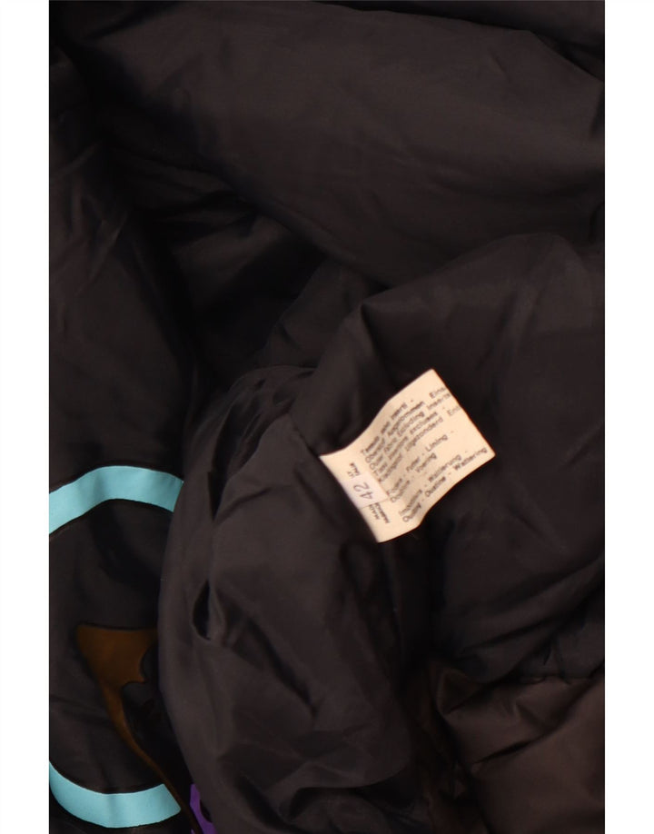 Vintage mujer cortavientos chaqueta EU 42 poliéster geométrico negro grande