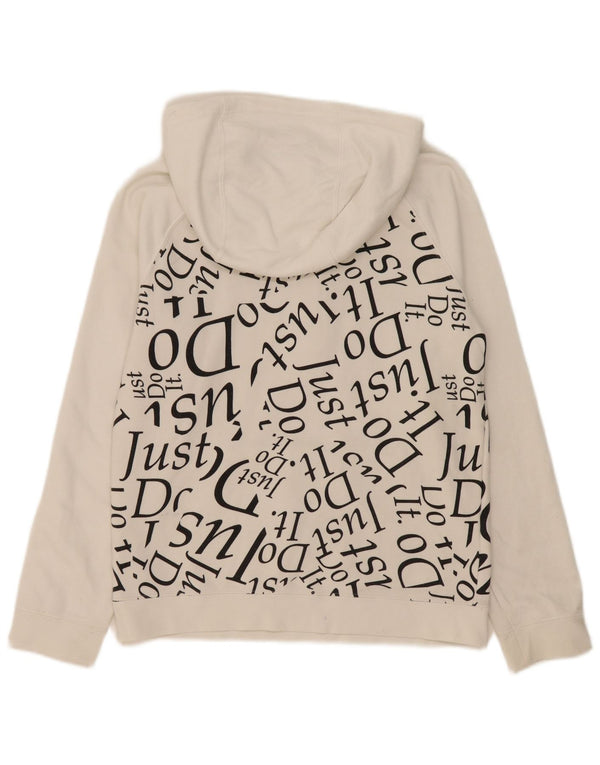 Nike - Sudadera con capucha para niños, diseño gráfico con cremallera y cuello, 13-14 años, XL, algodón blanco