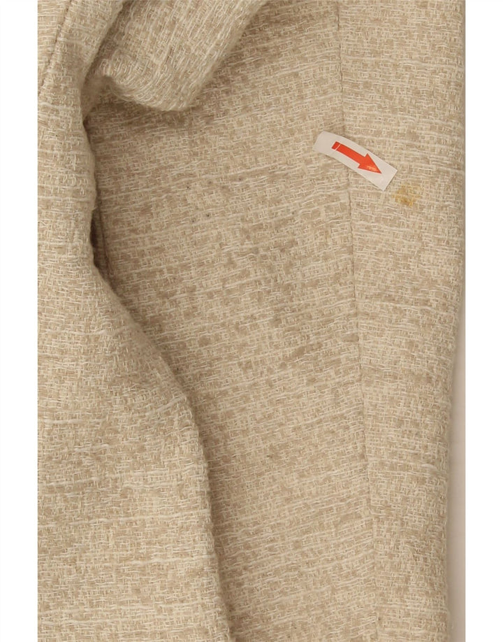 Zara Mujer Chaqueta Americana Abierta Reino Unido 42 Algodón Moteado Beige Mediano