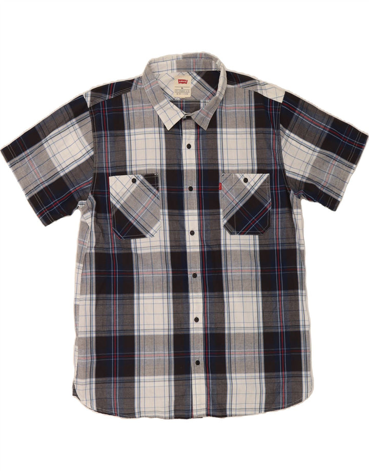 LEVI'S Mens Short Sleeve Shirt 2XL Grey Check Cotton Vintage Levi's and Second-Hand Levi's from Messina Hembry 
