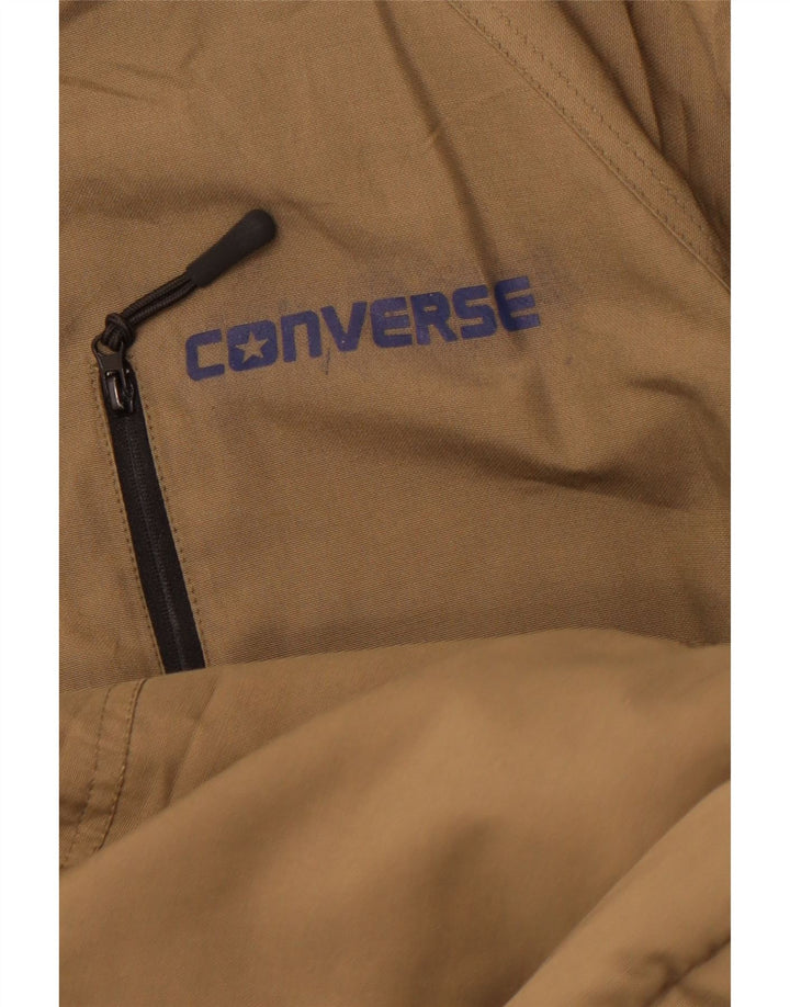 CONVERSE Chaqueta cortavientos con capucha para hombre UK 36 Small Khaki Cotton