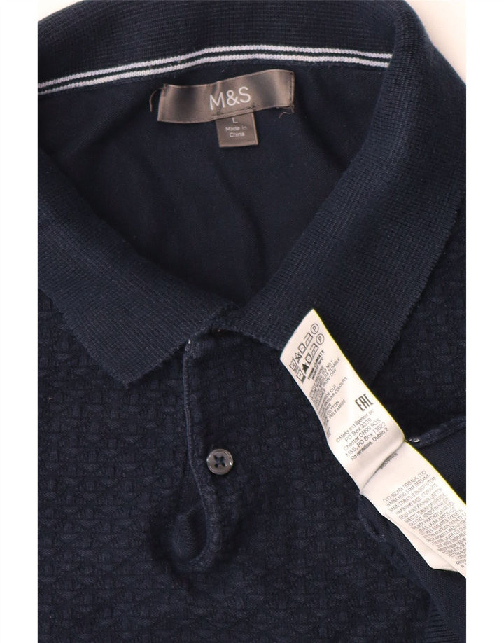MARKS & SPENCER Jersey con cuello vuelto para hombre, talla grande, algodón azul marino