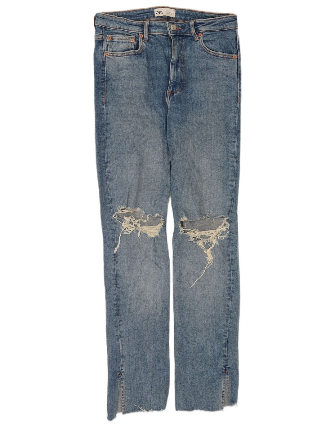 Zara Jeans Slim Desgastados para Mujer EU 40 Medium W30 L31 Algodón Azul