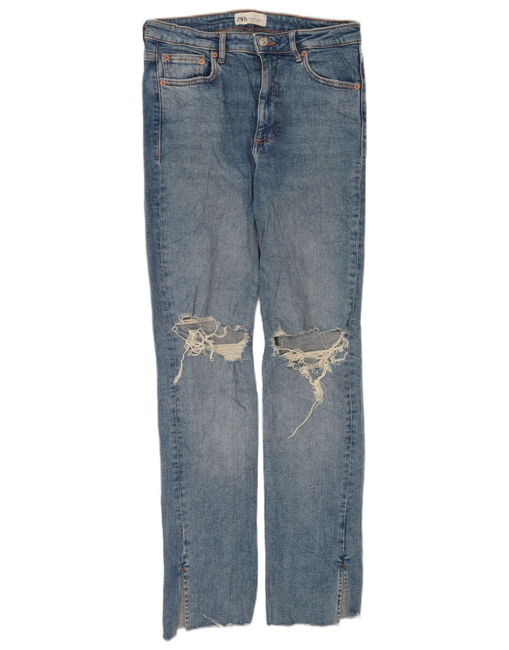 Zara Jeans Slim Desgastados para Mujer EU 40 Medium W30 L31 Algodón Azul