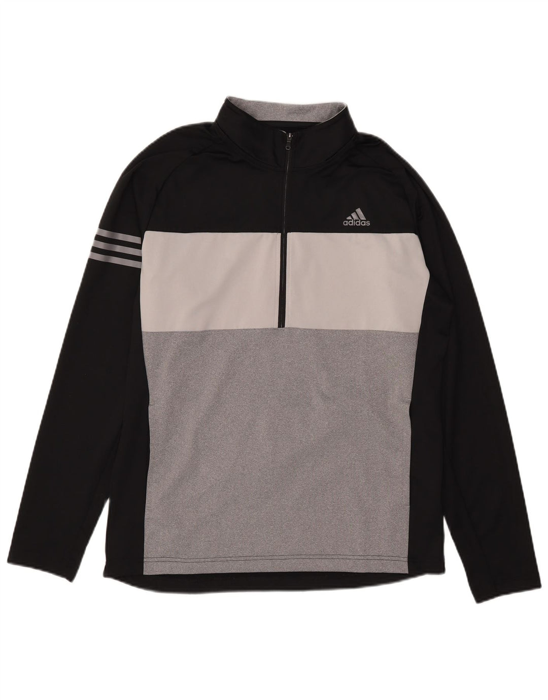 Adidas Hombre Zip Neck Pullover Chándal Top Medium Negro Colorblock