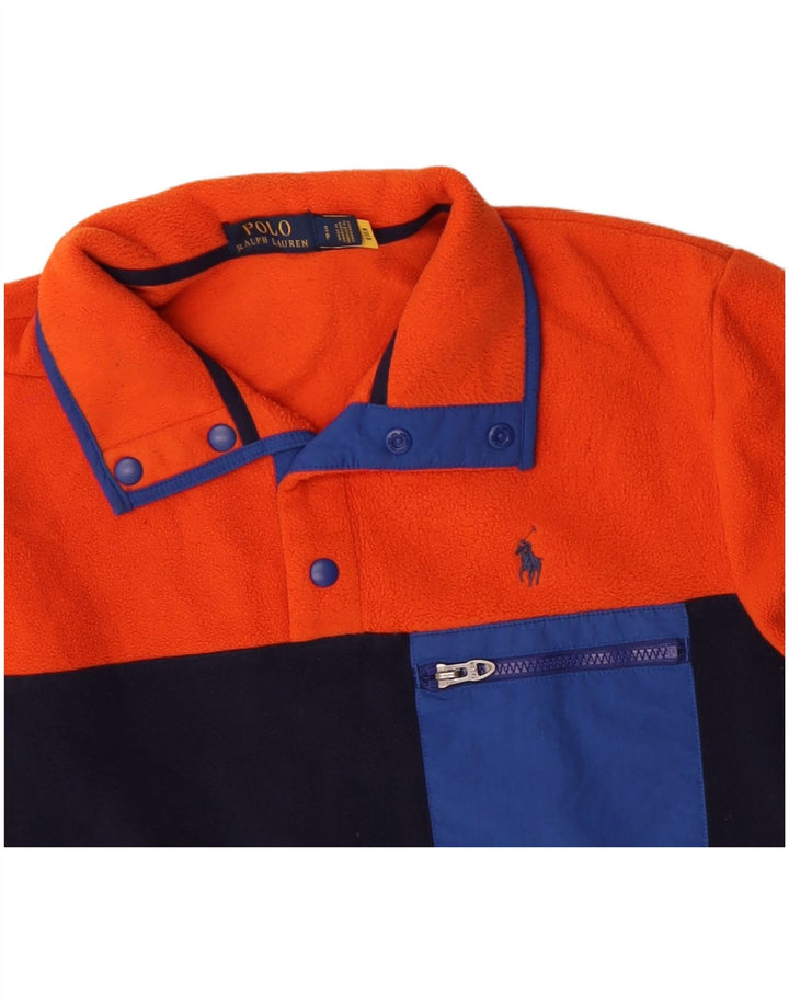 POLO RALPH LAUREN Jersey de forro polar con cuello y botones para hombre pequeño color naranja