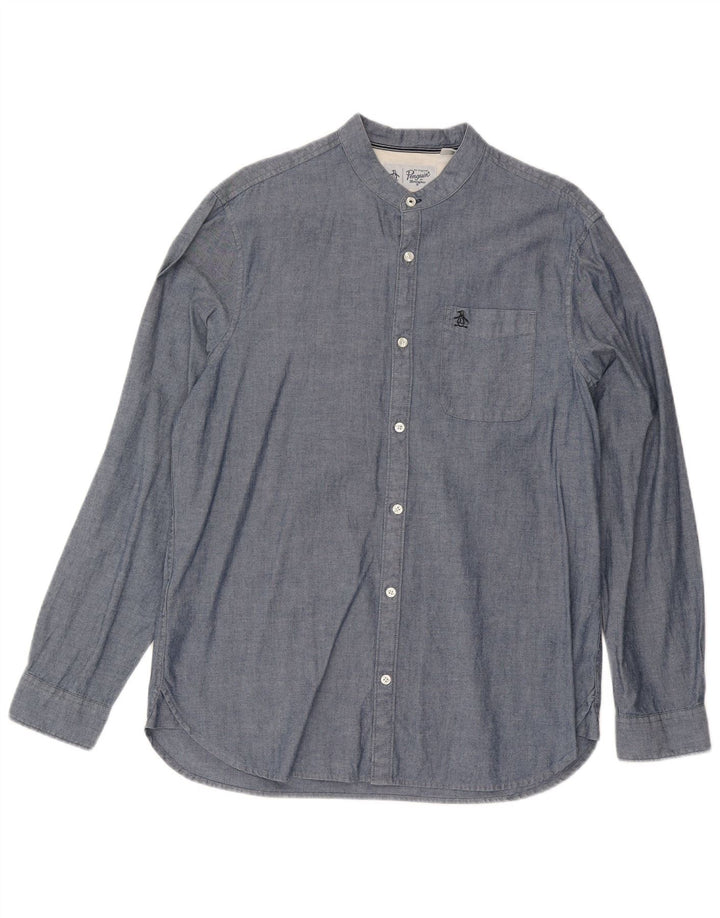 Camisa Penguin Hombre Grande Algodón Moteado Azul Marino
