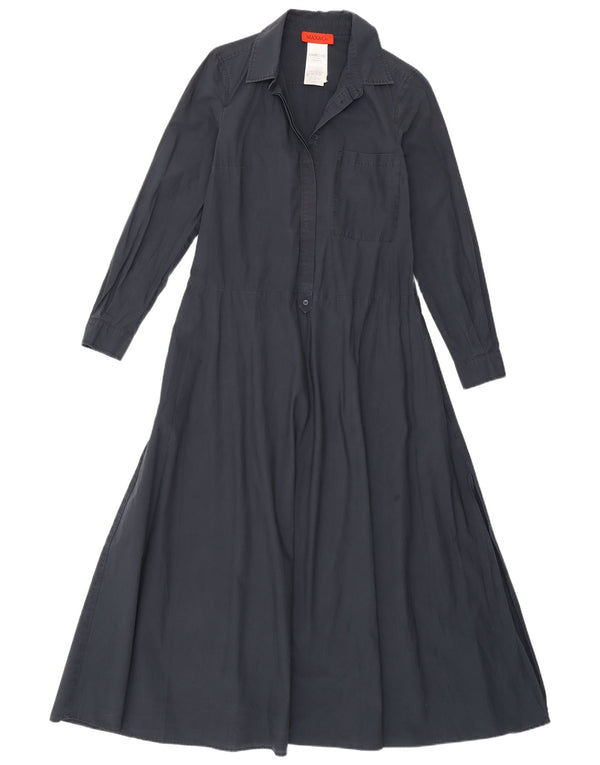 Max & Co. Vestido camisero largo de manga larga para mujer UK 8 Small Azul marino