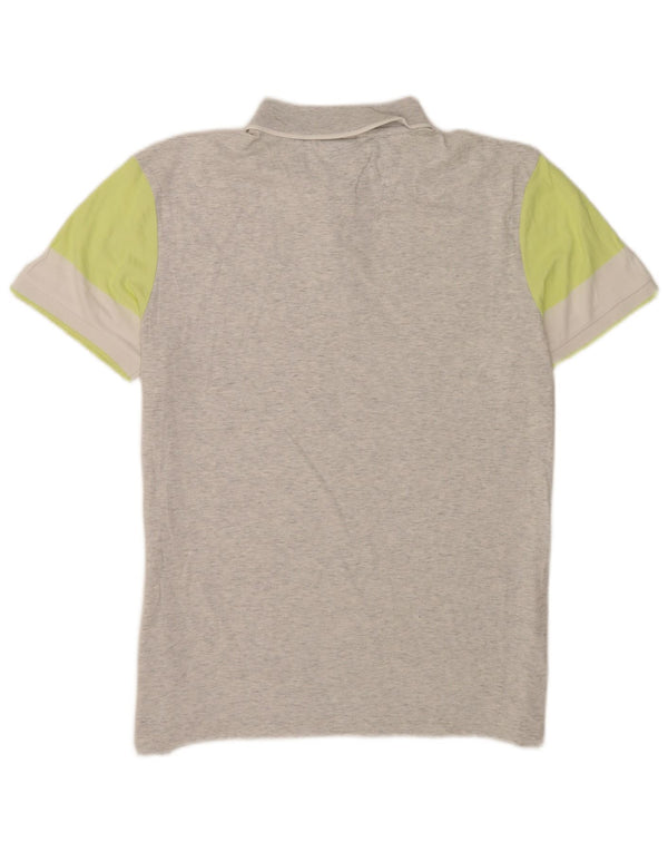 Hugo Boss Hombre Polo de corte estándar de algodón con bloques de color gris grande