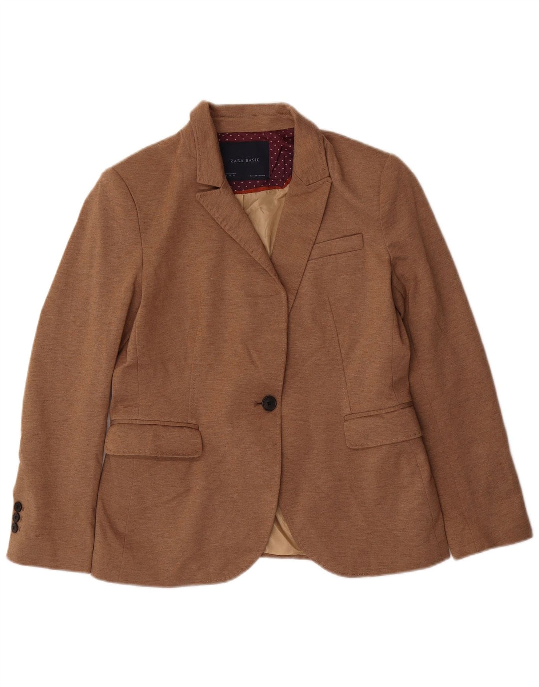 Zara Mujer Chaqueta Blazer De 1 Botón UK 40 XL Beige
