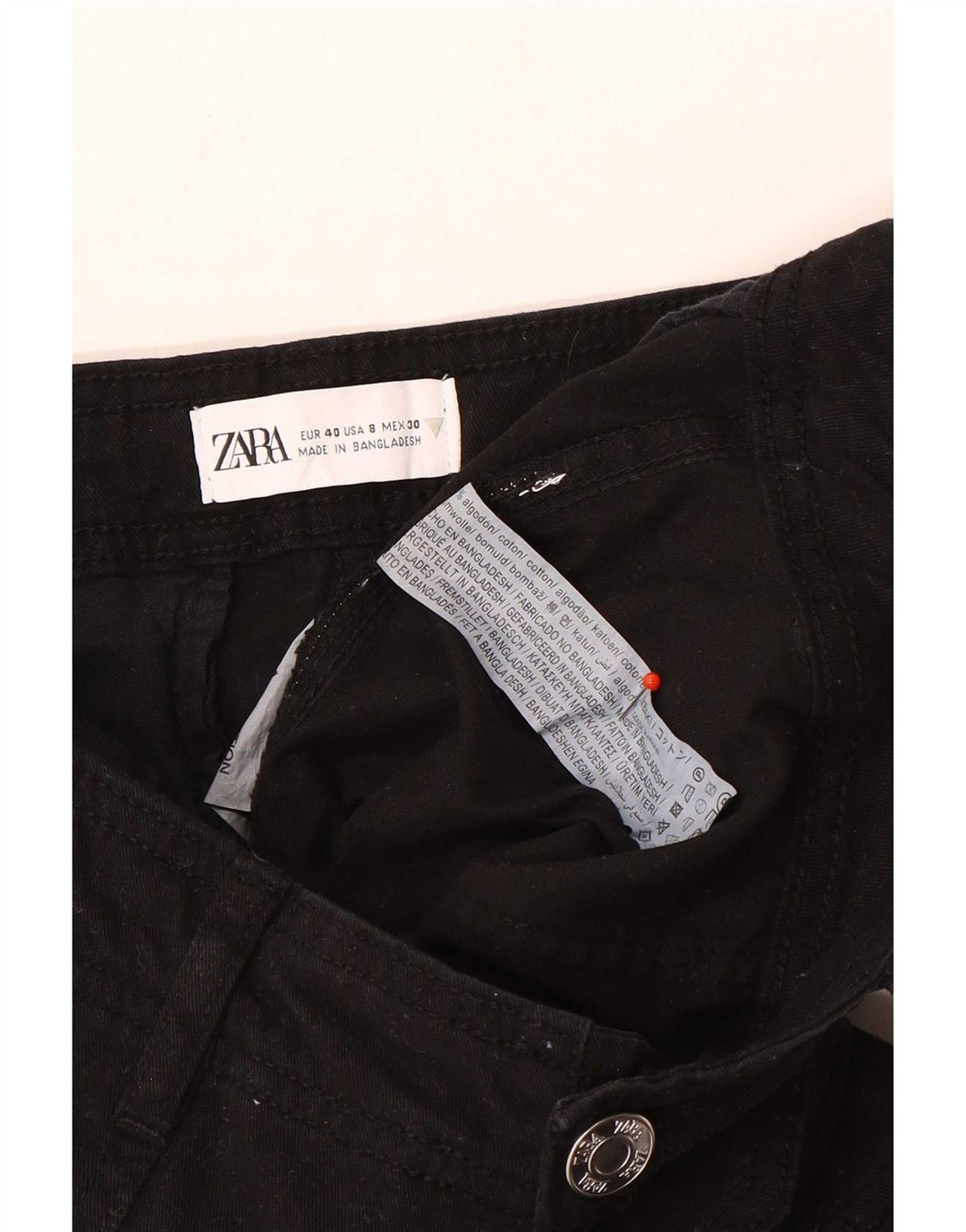 Zara Mujer Pantalón Cargo Recto EU 40 Medium W30 L31 Algodón Negro