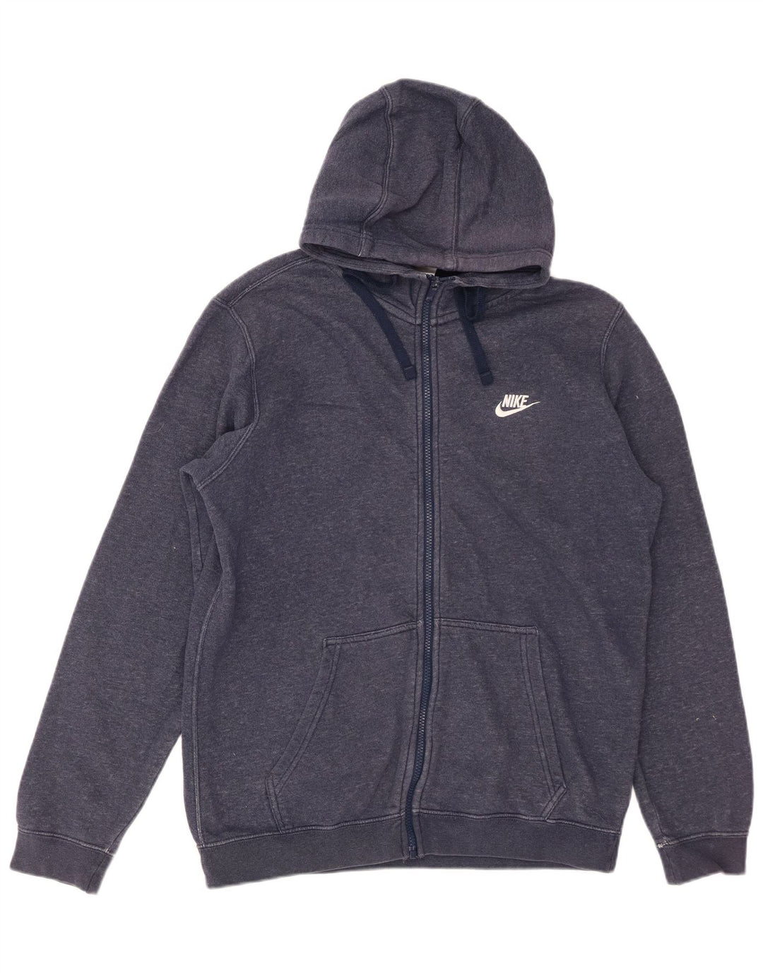 NIKE Sudadera con capucha y cremallera para hombre, algodón azul marino mediano