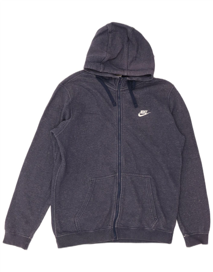NIKE Sudadera con capucha y cremallera para hombre, algodón azul marino mediano