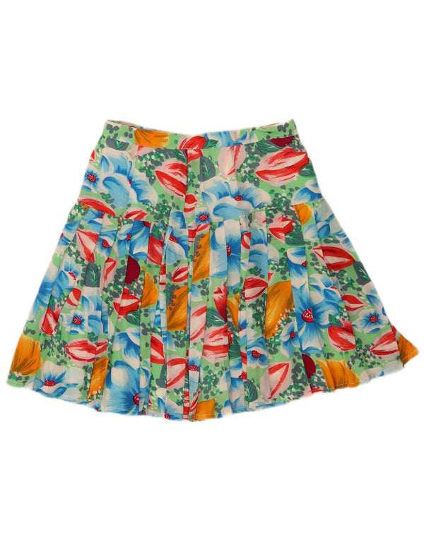 Vintage mujer falda plisada W28 medio multicolor floral