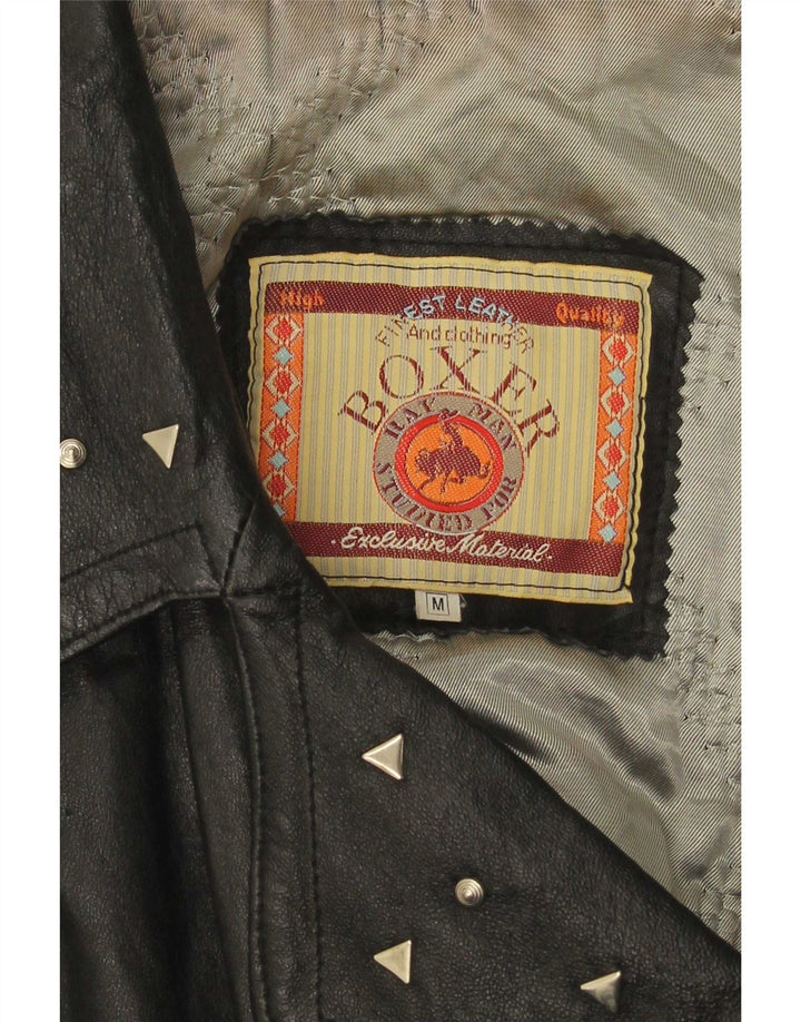 Boxer Chaqueta motera de cuero para mujer UK 14 Medium Black Leather