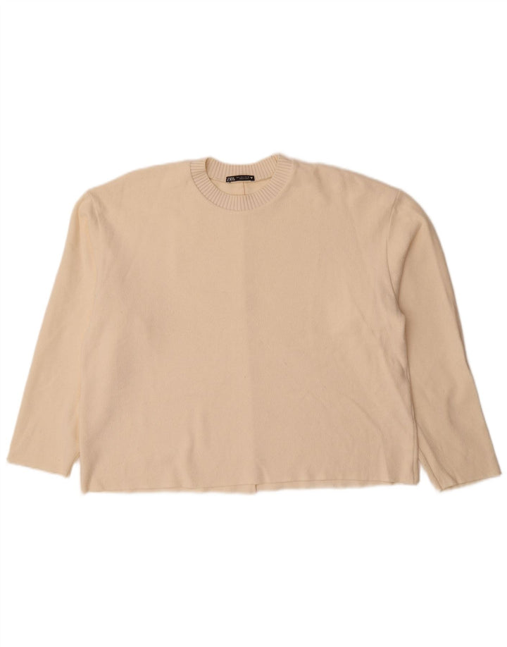 Zara Suéter De Cuello Redondo De Gran Tamaño para Mujer UK 46 Large Off White