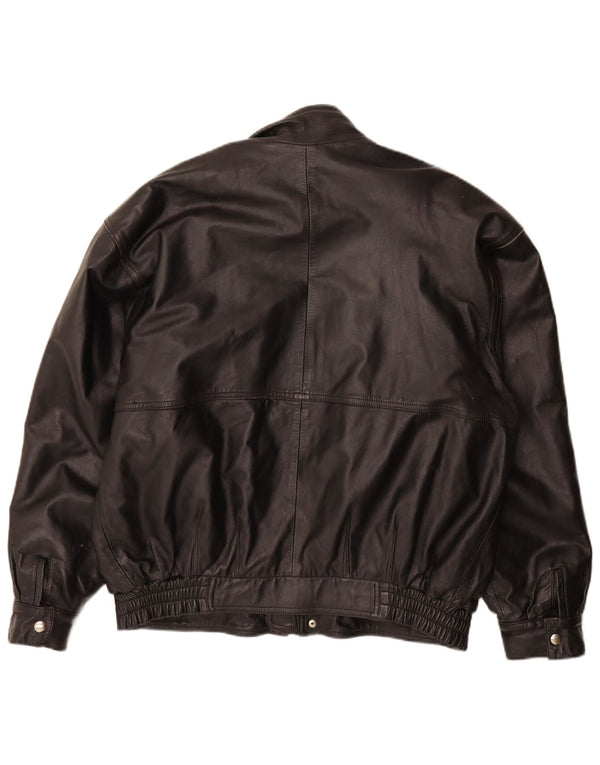 Vintage chaqueta de cuero para hombre Reino Unido 40 cuero negro grande