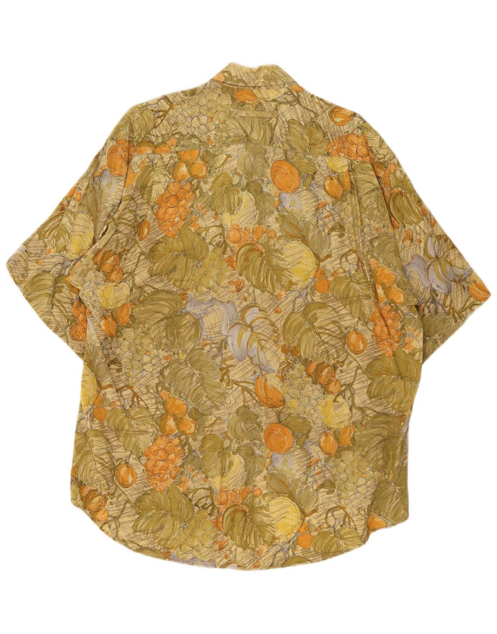 Daniel Dodd Camisa de manga corta para hombre con estampado floral verde grande