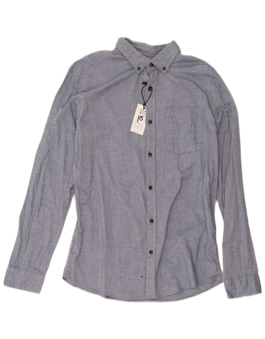 Jack & Jones Hombre Camisa De Franela De Algodón En Espiga Azul Grande
