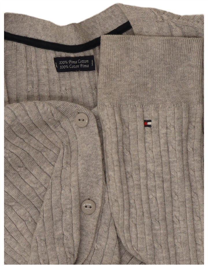TOMMY HILFIGER Suéter Cárdigan para Mujer UK 12 Algodón Gris Medio