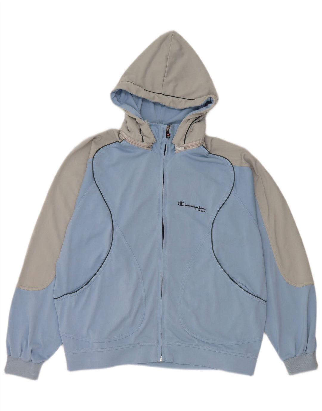 Champion Chaqueta De Chándal Con Capucha Para Hombre Poliéster Color Block Azul Pequeño