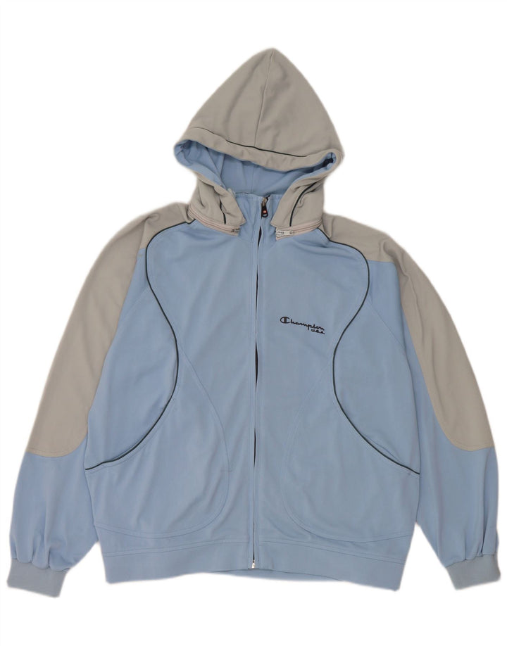 Champion Chaqueta De Chándal Con Capucha Para Hombre Poliéster Color Block Azul Pequeño