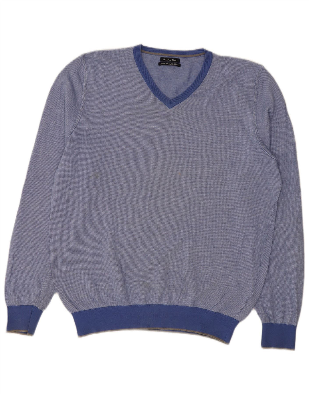 Massimo Dutti Jersey Con Cuello En V Hombre Large Azul Algodón