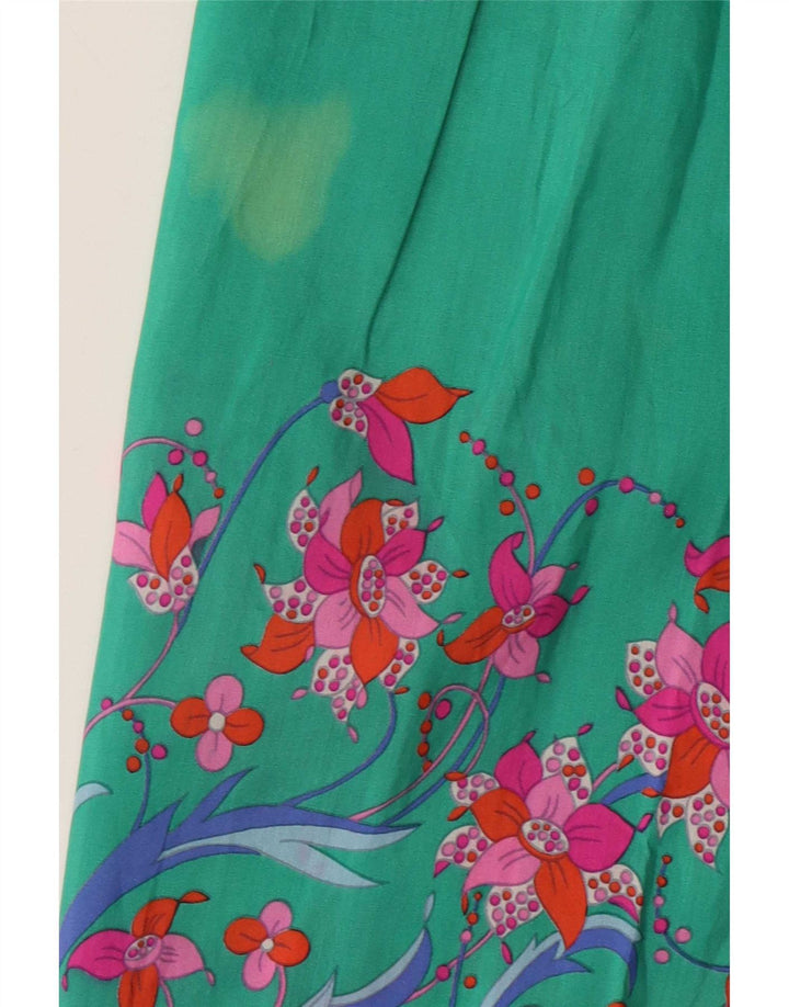 Falda acampanada vintage para mujer W28 Floral verde medio