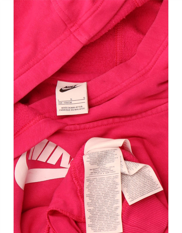 NIKE Jersey con capucha y gráfico corto para niñas 12-13 años Grande Algodón rosa