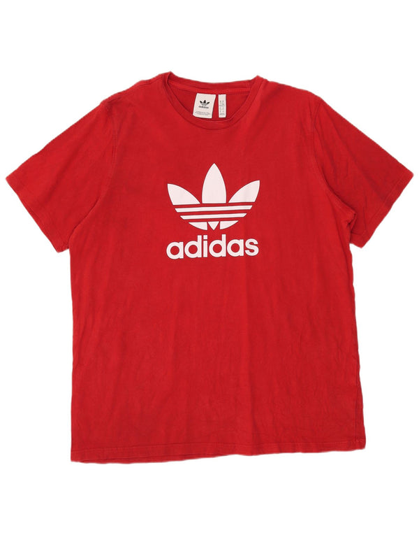 Adidas Hombre Camiseta Gráfica Top XL Algodón Rojo
