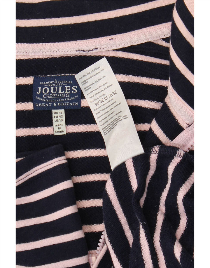 JOULES Sudadera con cuello y cremallera para mujer, talla 44, talla grande, color azul marino a rayas