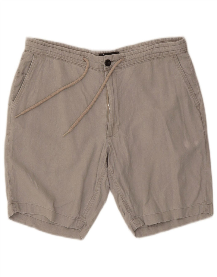 Marks & Spencer Pantalones cortos chinos para hombre, talla grande, W34, lino gris