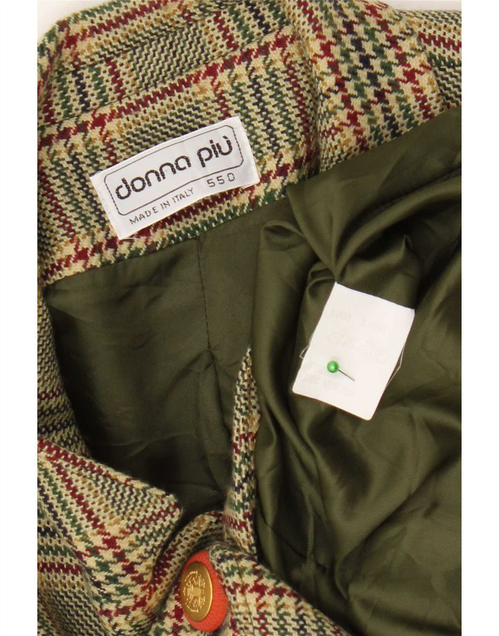 Donna Piu Chaqueta Blazer de 3 Botones para Mujer UK 20 2XL Lana de Pata de Gallo Verde