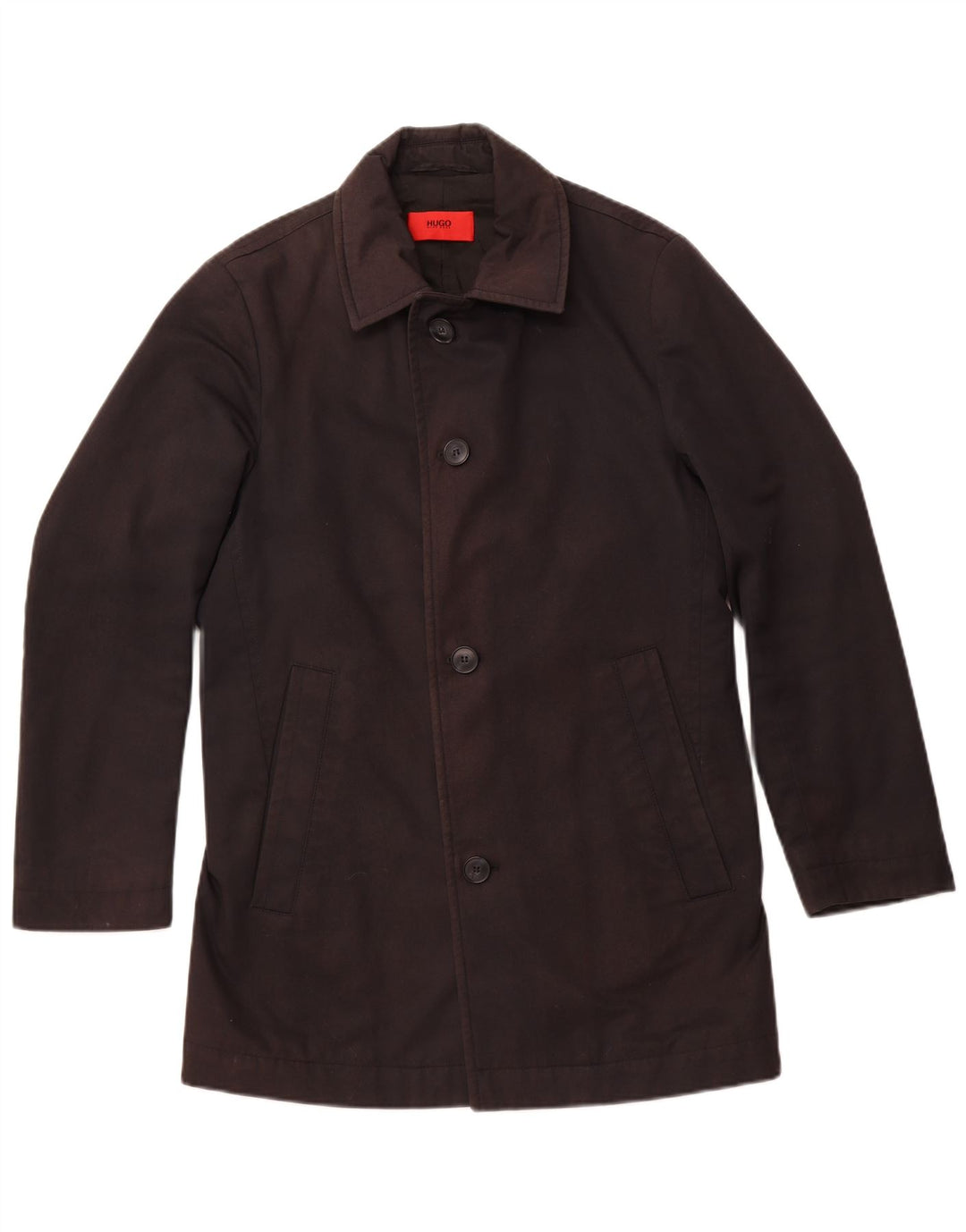 HUGO BOSS Abrigo cortavientos para hombre IT 48 Poliéster negro mediano